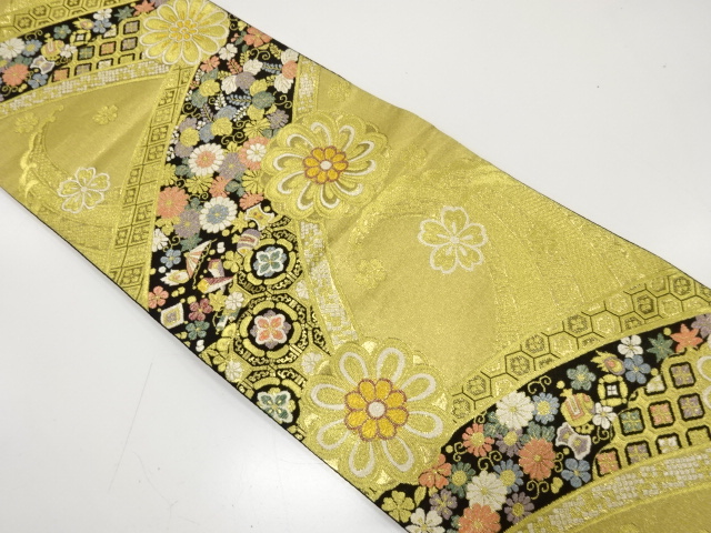 JAPANESE KIMONO / ANTIQUE FUKURO OBI / SILK / WOVEN ROUGH WAVE